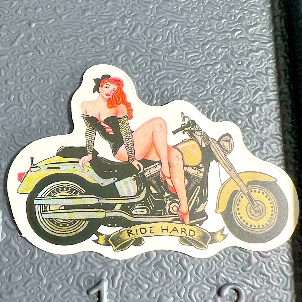RIDE HARD Sexy Pinup Gorgeous Sticker Retro Vintage BomberGirl Ace Pilot